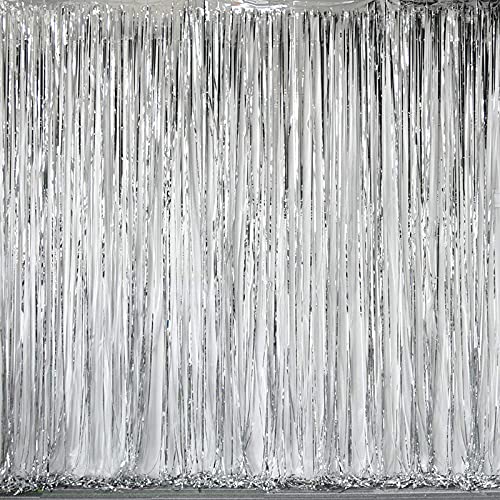 3ft x 6ft Metalic Fringe Foil Curtain With Silver And Pink Color (Pack of 2) - Image 2