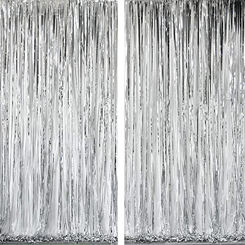 3Ft x 6Ft Silver Metallic Foil Fringe Curtains Photo Booth Tinsel Backdrop Door Curtain - Image 5