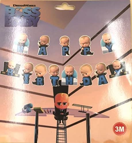 4 Inch X 6 Inch Multicolor Boss Baby Happy Birthday Banner (Pack of 13) - Image 3