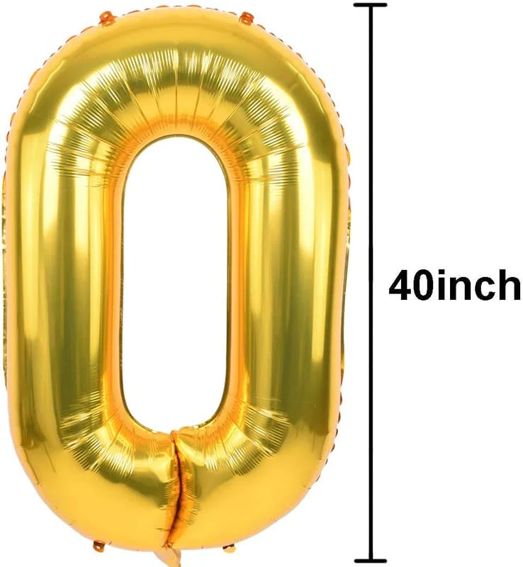 40 Inch Solid 0 Number Gold Foil Balloon - Image 2