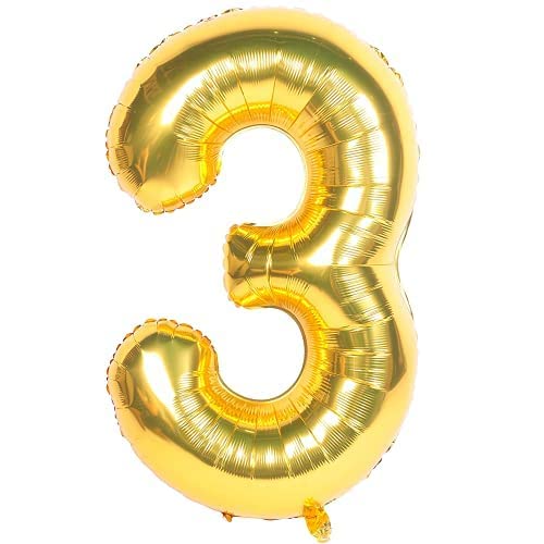 40 Inch Solid 3 Number Gold Foil Balloon