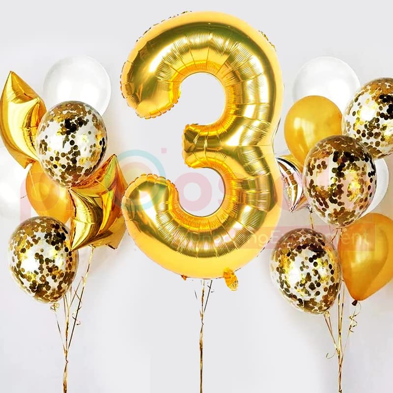 40 Inch Solid 3 Number Gold Foil Balloon - Image 3