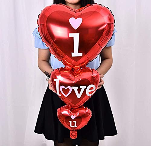40 Inch Tall Red Heart Shape I Love You Foil Balloon (Pack of 3) - Image 5
