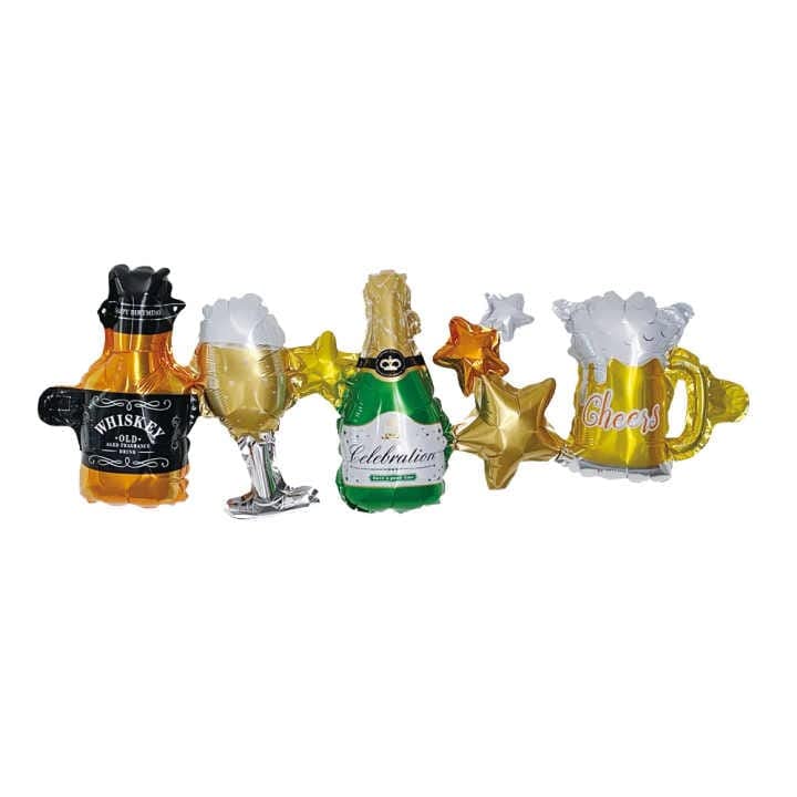 40 Inch Whiskey Beer Liquor Bottle And Glass Star Balloon Garland Air Filled Foil Balloon