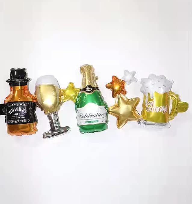 40 Inch Whiskey Beer Liquor Bottle And Glass Star Balloon Garland Air Filled Foil Balloon - Image 2