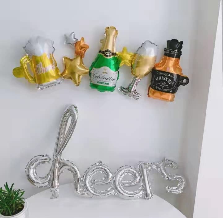40 Inch Whiskey Beer Liquor Bottle And Glass Star Balloon Garland Air Filled Foil Balloon - Image 3