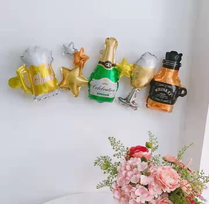 40 Inch Whiskey Beer Liquor Bottle And Glass Star Balloon Garland Air Filled Foil Balloon - Image 4