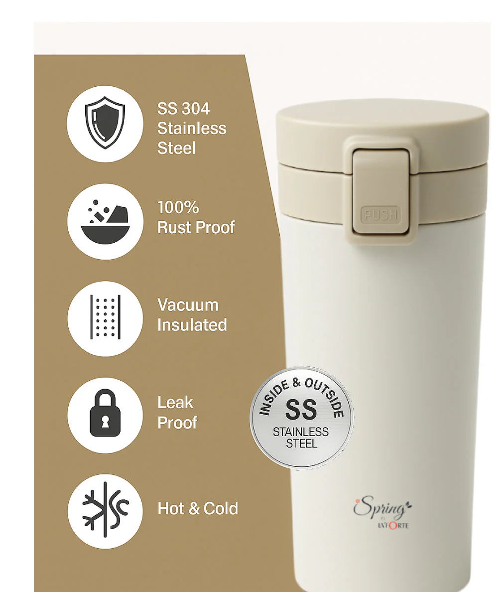 400ml Stainless Steel Vacuum Insulated Tumbler | Leak-Proof Lid | Hot for 4 Hrs & Cold for 5 Hrs | SS304 | Office, Travel, Gym, Home Use - Image 5