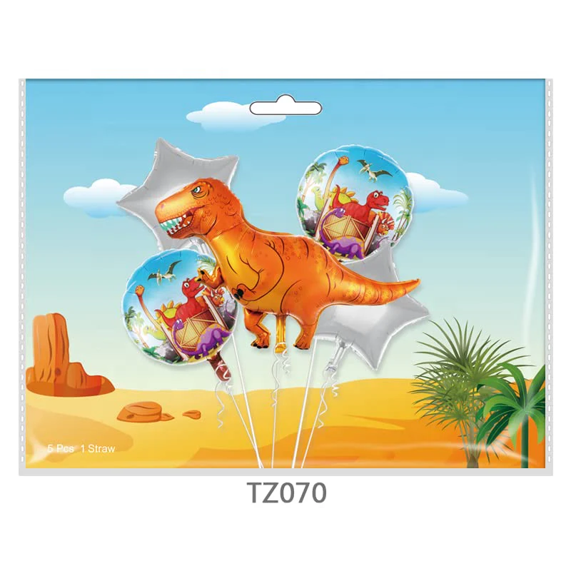 41 Inch Orange Dinosaurs Combo Foil Balloon Set (Pack of 5) - Image 2