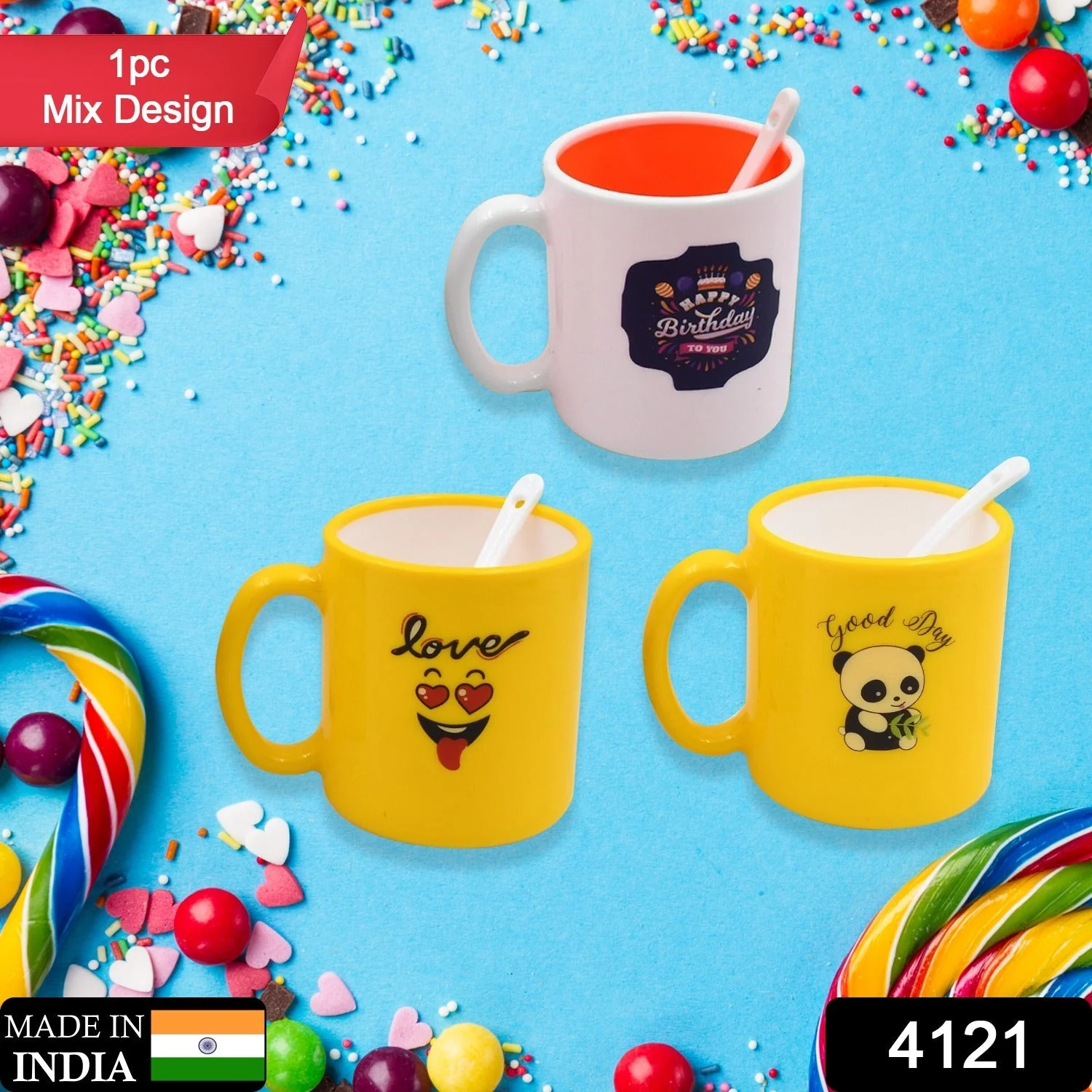 Mix Design & Color Coffee Mug With Spoon and box packing, Design Coffee Mug Used for Drinking and Taking Coffees and Some Other Beverages in All Kinds of Places (1 pc) - Image 2
