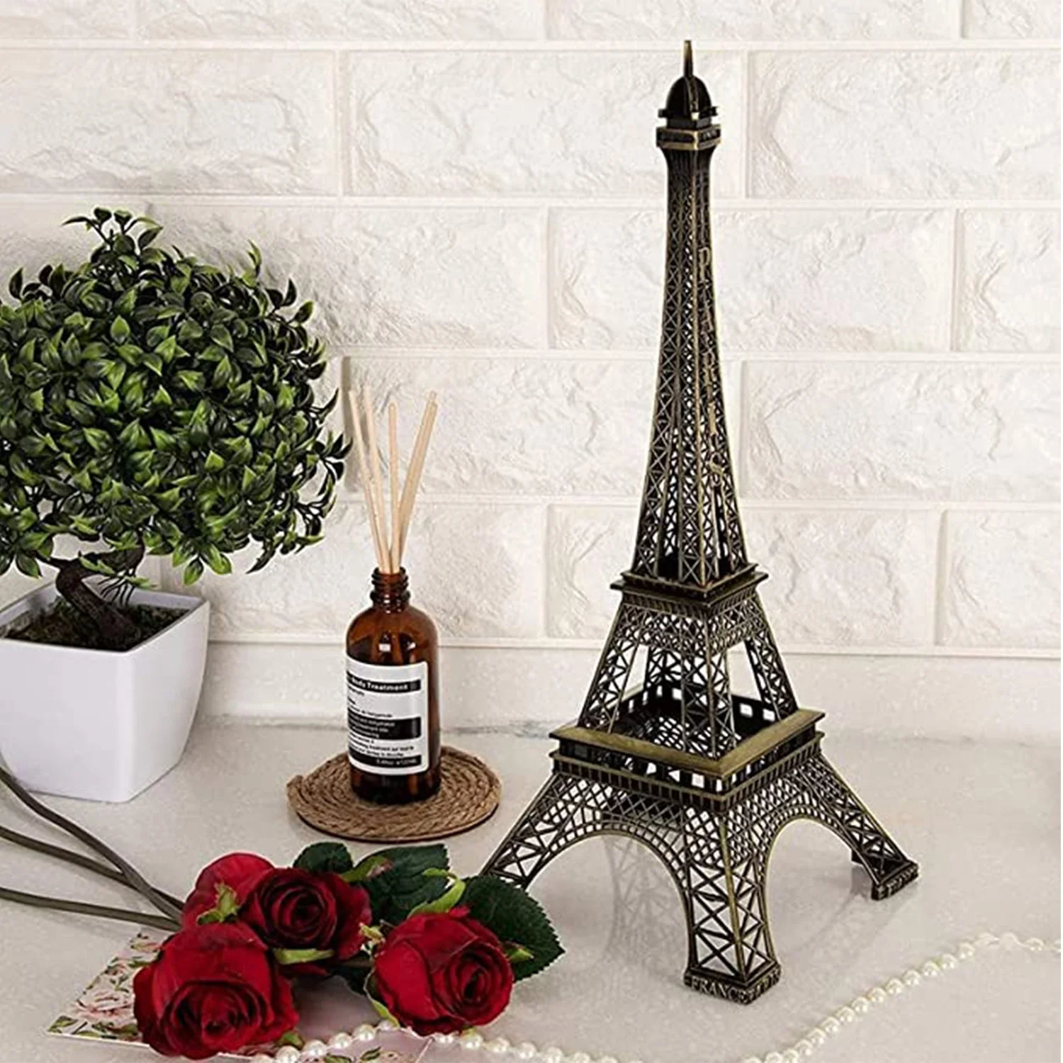 4733 Antique Finish 3D Metal Paris Eiffel Tower Metal Craft Famous Landmark Building Metal Statue, Cabinet, Office, Gifts Decorative Showpiece. - Image 7