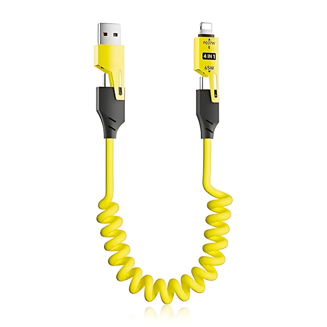 4in1 Coil Fast Charging Type C Cable with Spring | 480Mbps Data Transfer | 1 m - Image 2