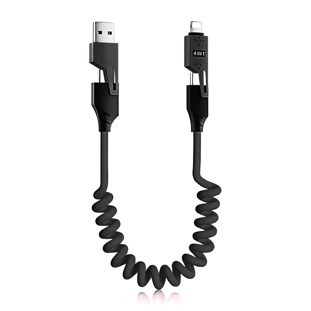 4in1 Coil Fast Charging Type C Cable with Spring | 480Mbps Data Transfer | 1 m - Image 25