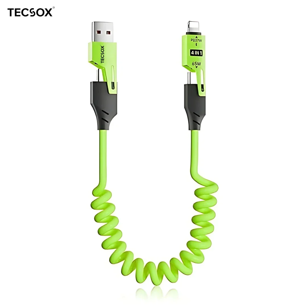 4in1 Coil Fast Charging Type C Cable with Spring | 480Mbps Data Transfer | 1 m - Image 28