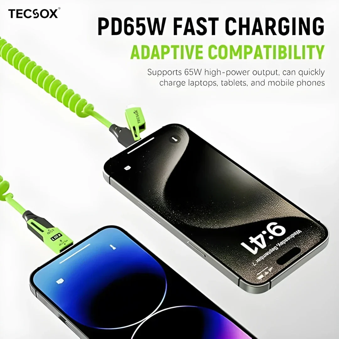 4in1 Coil Fast Charging Type C Cable with Spring | 480Mbps Data Transfer | 1 m - Image 8