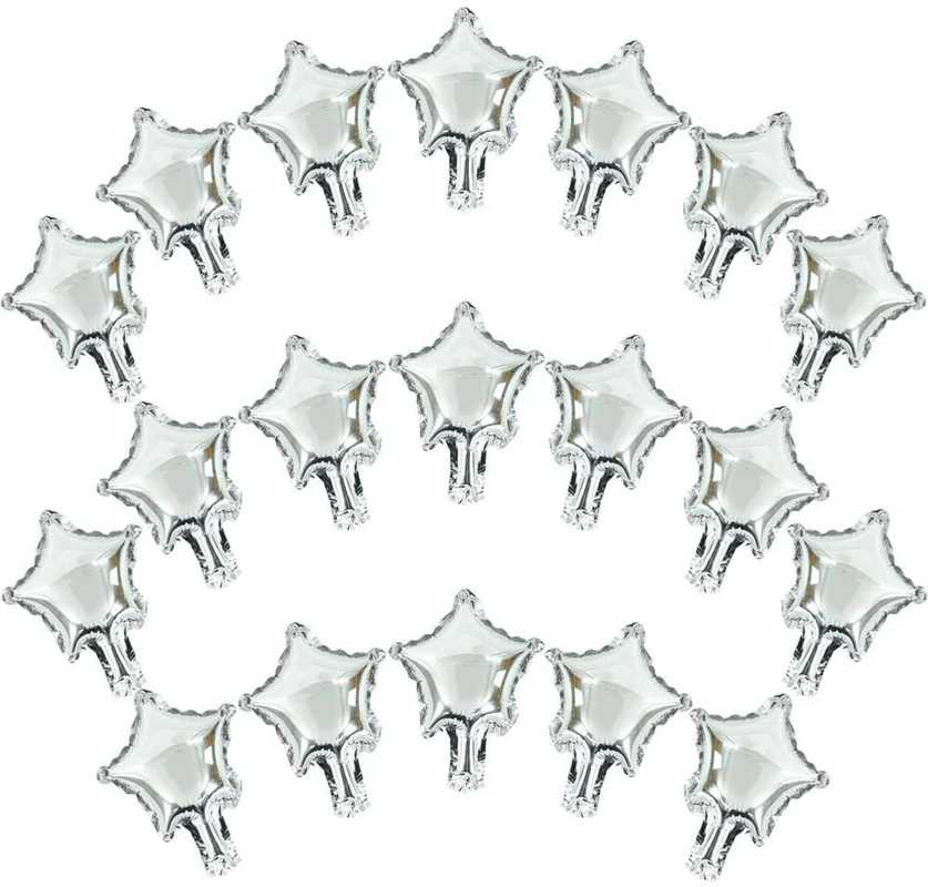 5 Inch Mini Size Star Shape Foil Balloon (Silver) (Pack of 50) - Image 3