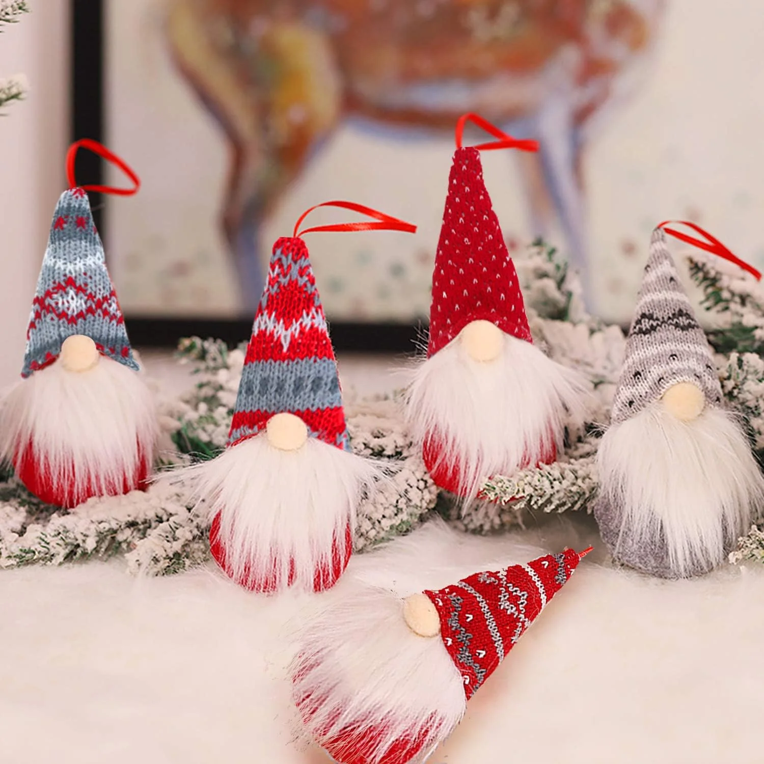 5 Pack Christmas Plush Ornaments Set - Xmas Hanging Decorations - Image 2