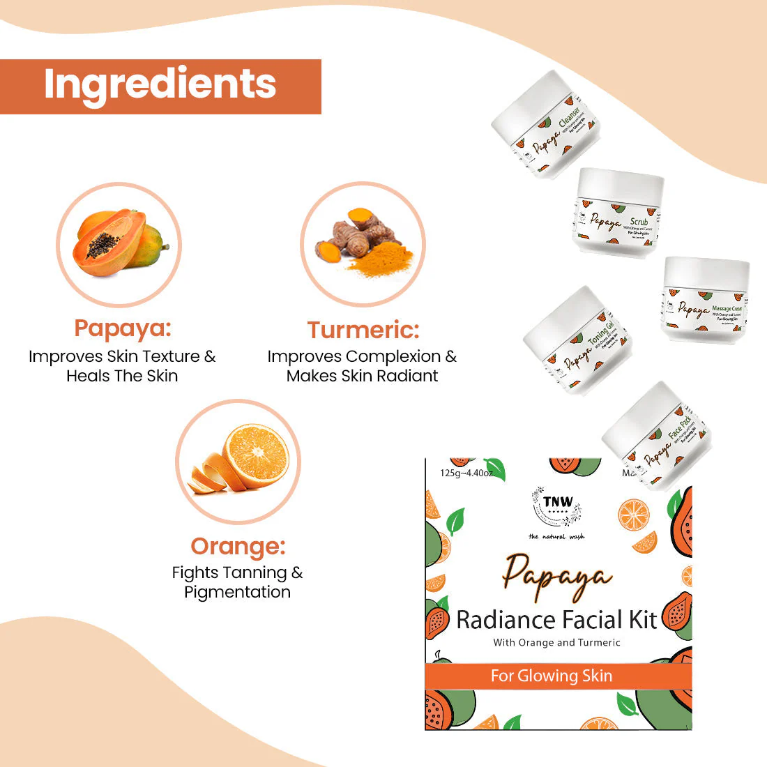 5 Time Use Papaya Facial Kit for Radiant & Glowing Skin . - Image 2