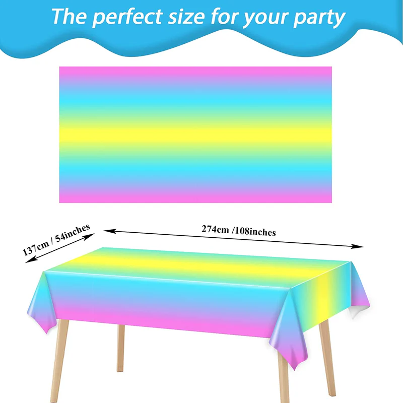 54 x 72 Inch Plastic Disposable Table Cover (Multicolor) - Image 2