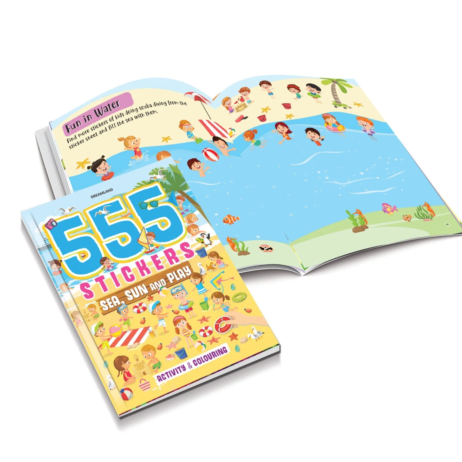 555 Stickers, Sea, Sun and Play Activity & Colouring Book - Image 4