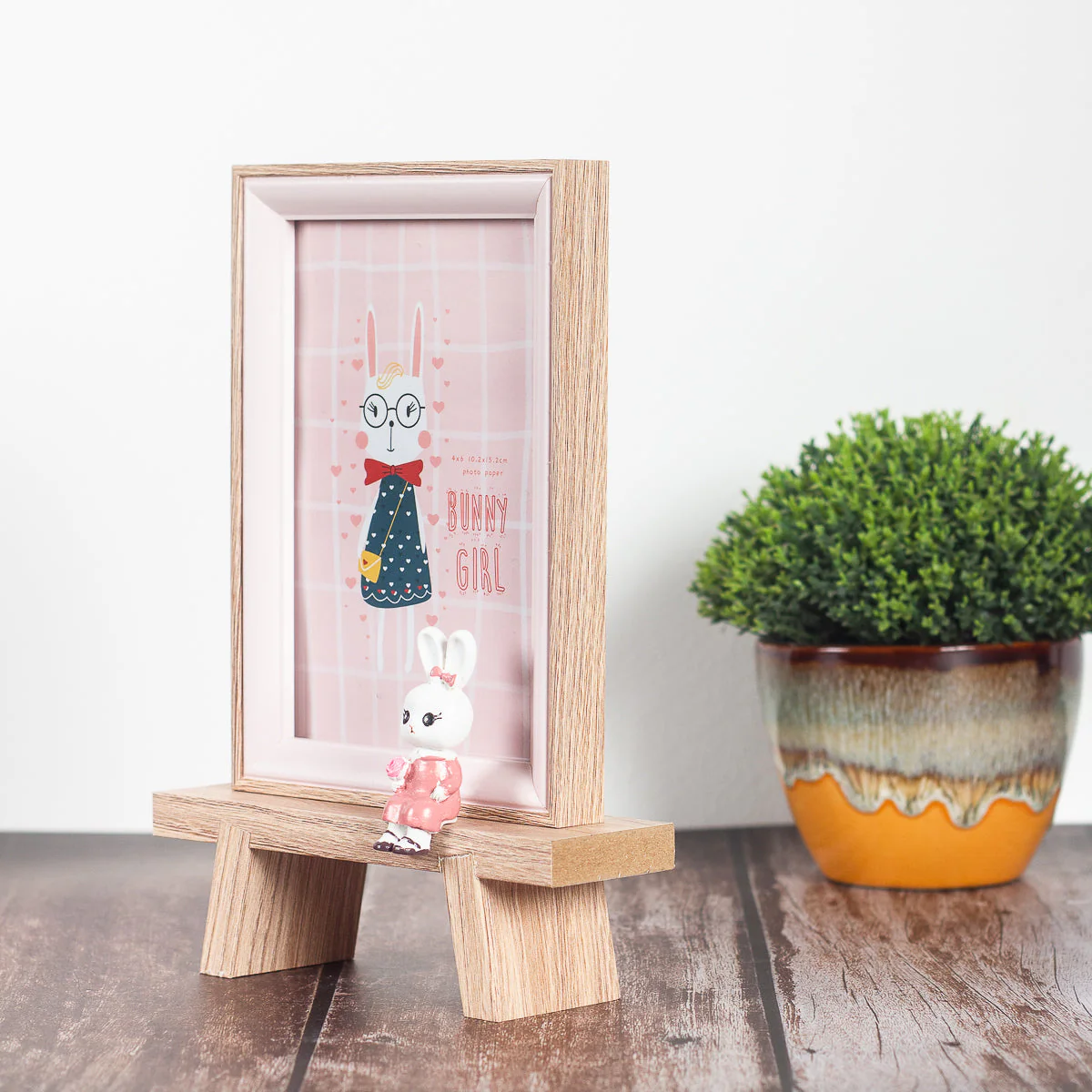 6 inch wooden Photo Frame with Cute Rabbit - Image 3