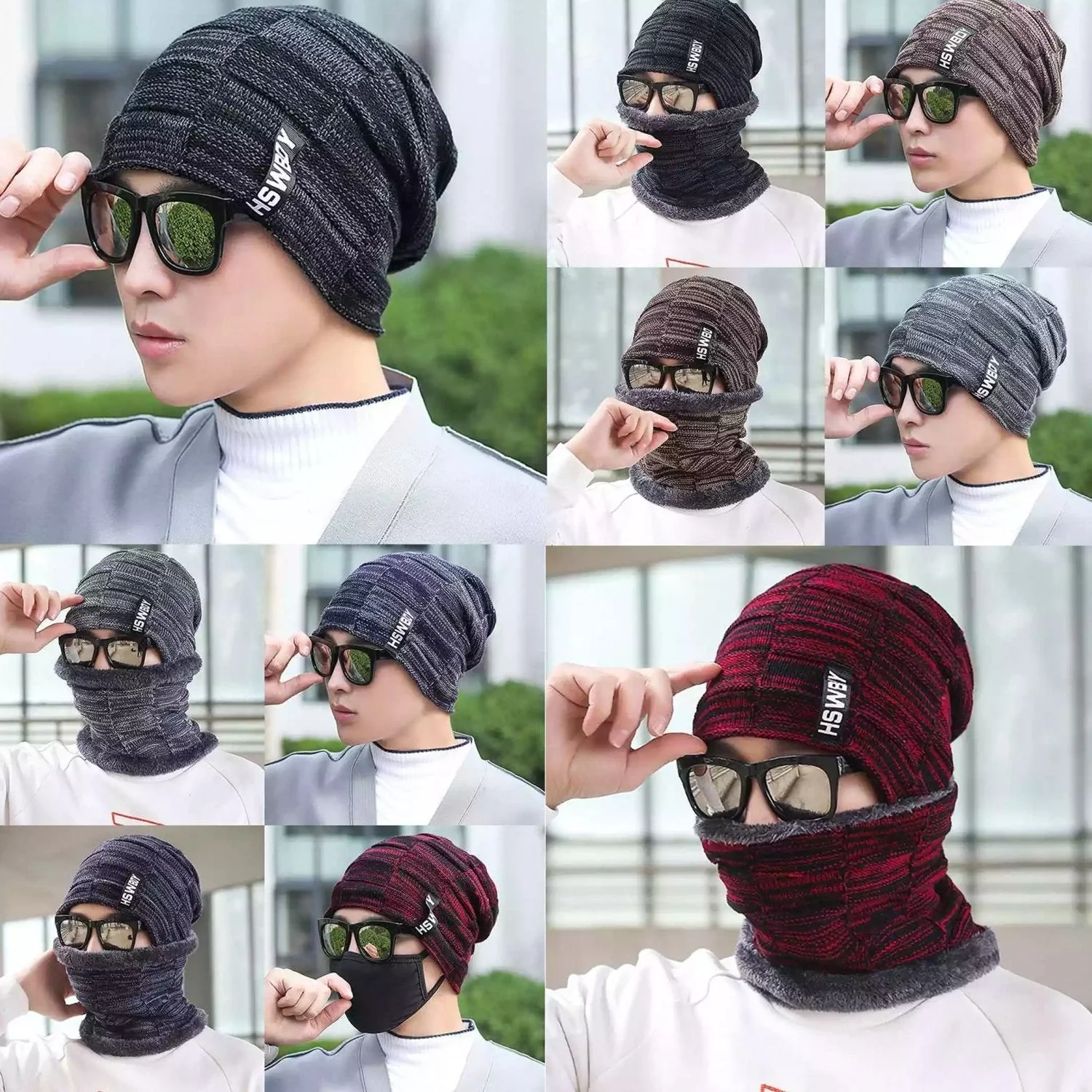 6066 Ultra Soft Unisex Woollen Beanie Cap Plus Muffler Scarf - Image 3