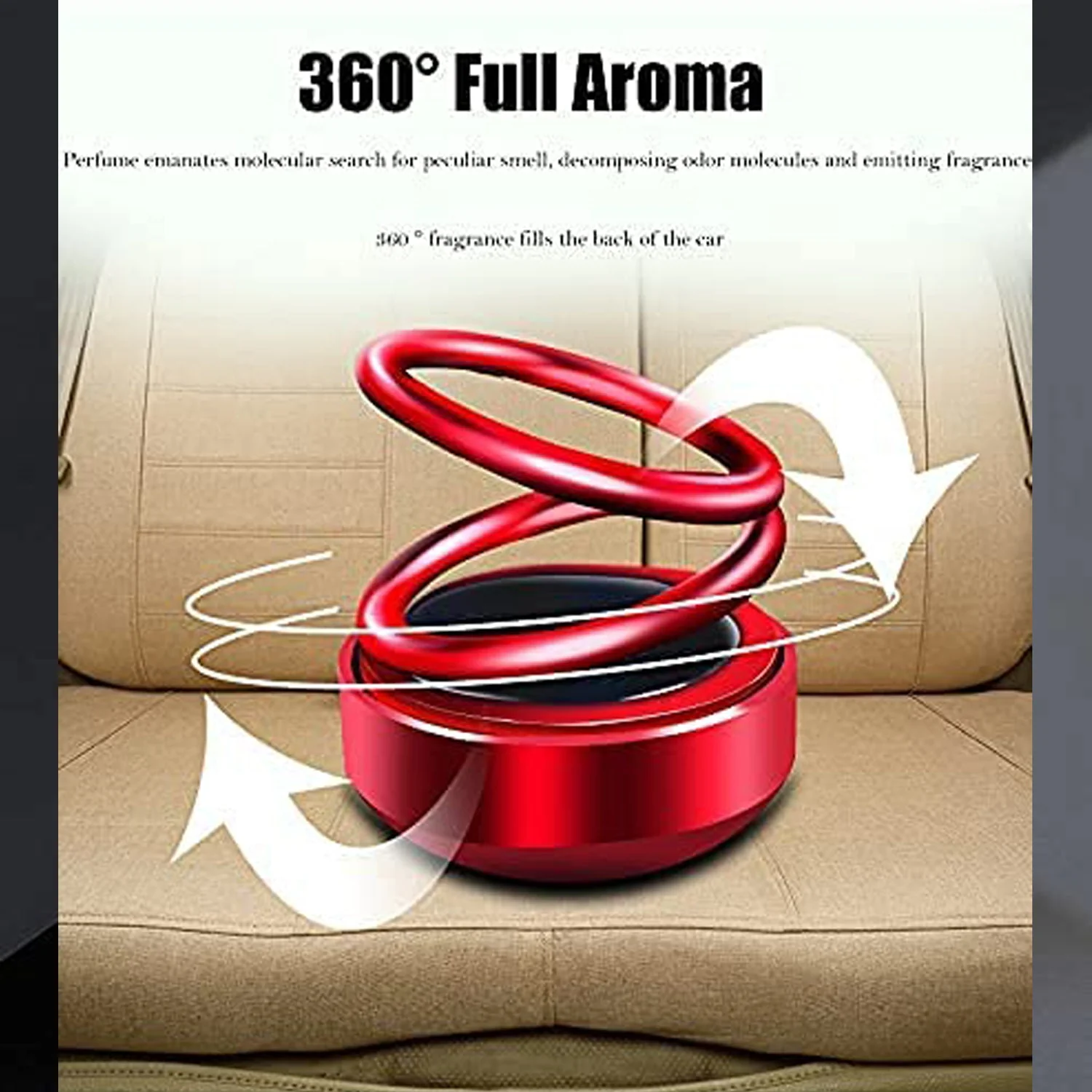 Solar Power Car Aroma Diffuser 360°Double Ring Rotating Design, Car Fragrance Diffuser, Car Perfume Air Freshener for Dashboard Home Office - Image 6