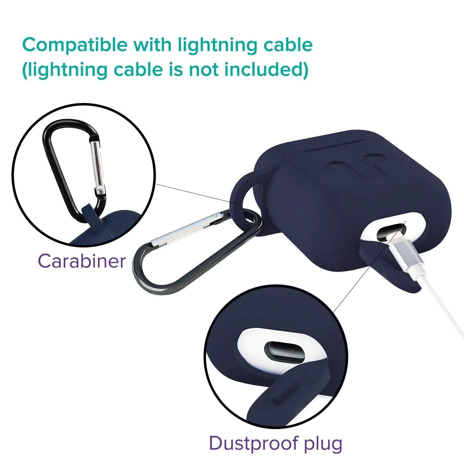 Silicone Shockproof Protection Wireless Headphones Carrying Box Cover with Metal Keychain - Image 10