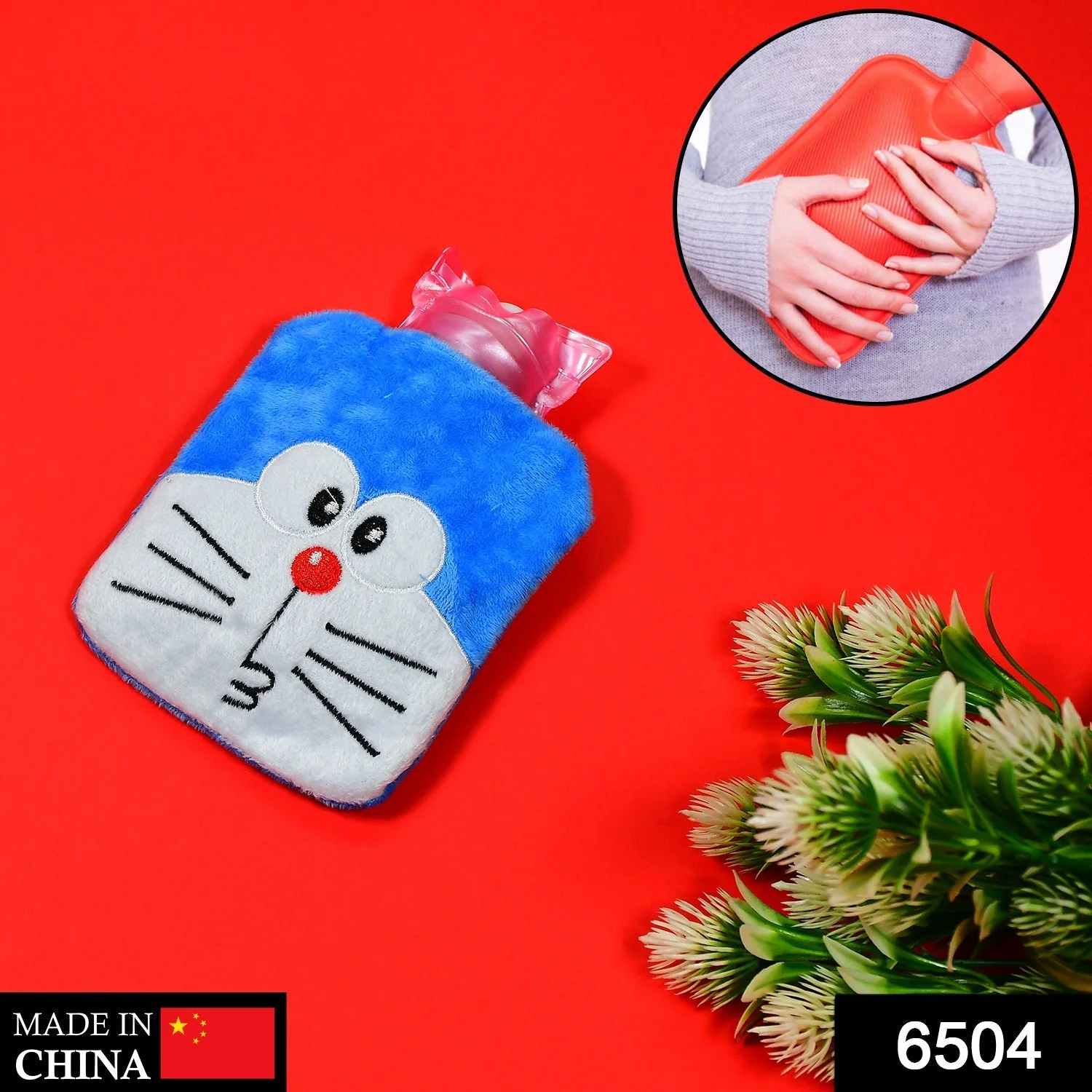 6504 Doremon small Hot Water Bag with Cover for Pain Relief, Neck, Shoulder Pain and Hand, Feet Warmer, Menstrual Cramps. - Image 2