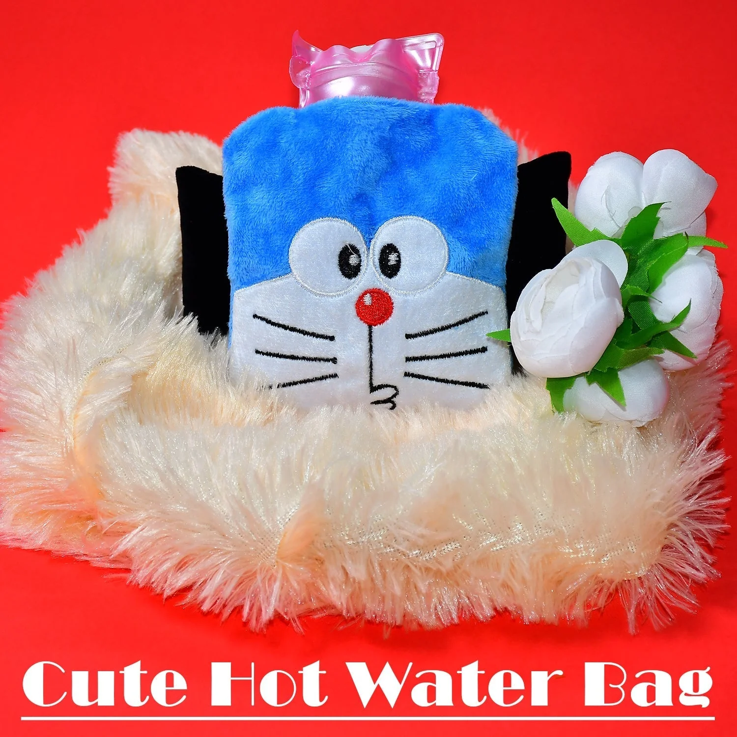 6504 Doremon small Hot Water Bag with Cover for Pain Relief, Neck, Shoulder Pain and Hand, Feet Warmer, Menstrual Cramps. - Image 6