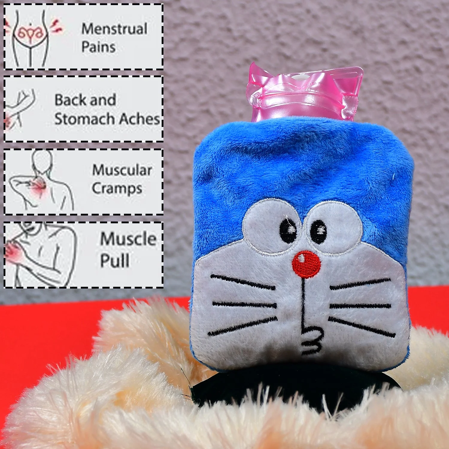 6504 Doremon small Hot Water Bag with Cover for Pain Relief, Neck, Shoulder Pain and Hand, Feet Warmer, Menstrual Cramps. - Image 7