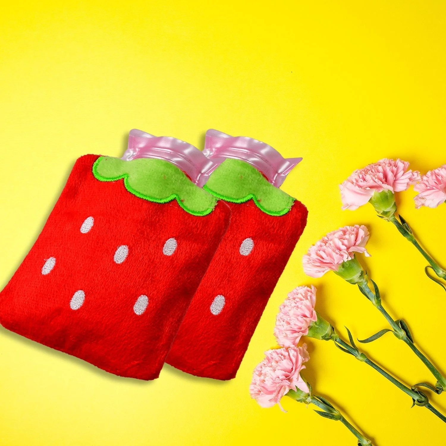 6516 Strawberry small Hot Water Bag with Cover for Pain Relief, Neck, Shoulder Pain and Hand, Feet Warmer, Menstrual Cramps. - Image 7