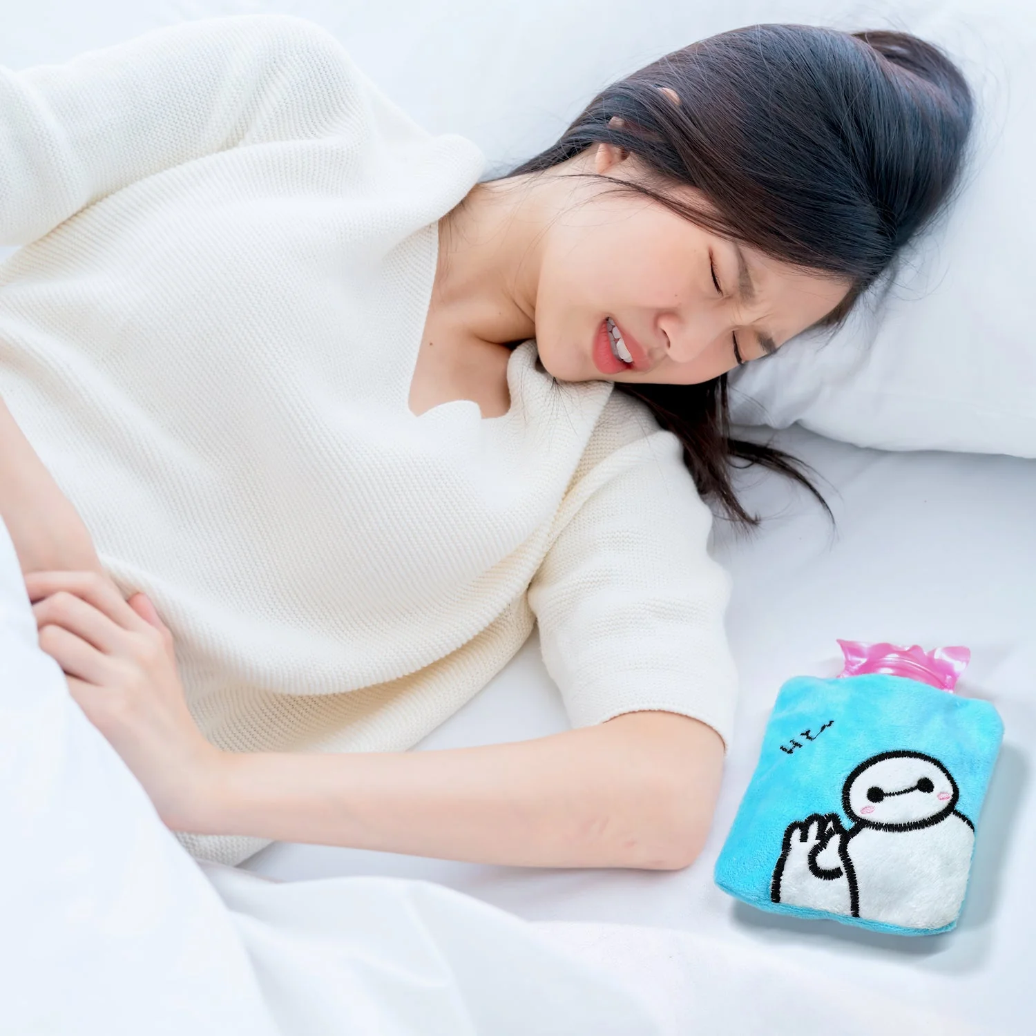 6525 Blue Baymax small Hot Water Bag with Cover for Pain Relief, Neck, Shoulder Pain and Hand, Feet Warmer, Menstrual Cramps. - Image 3