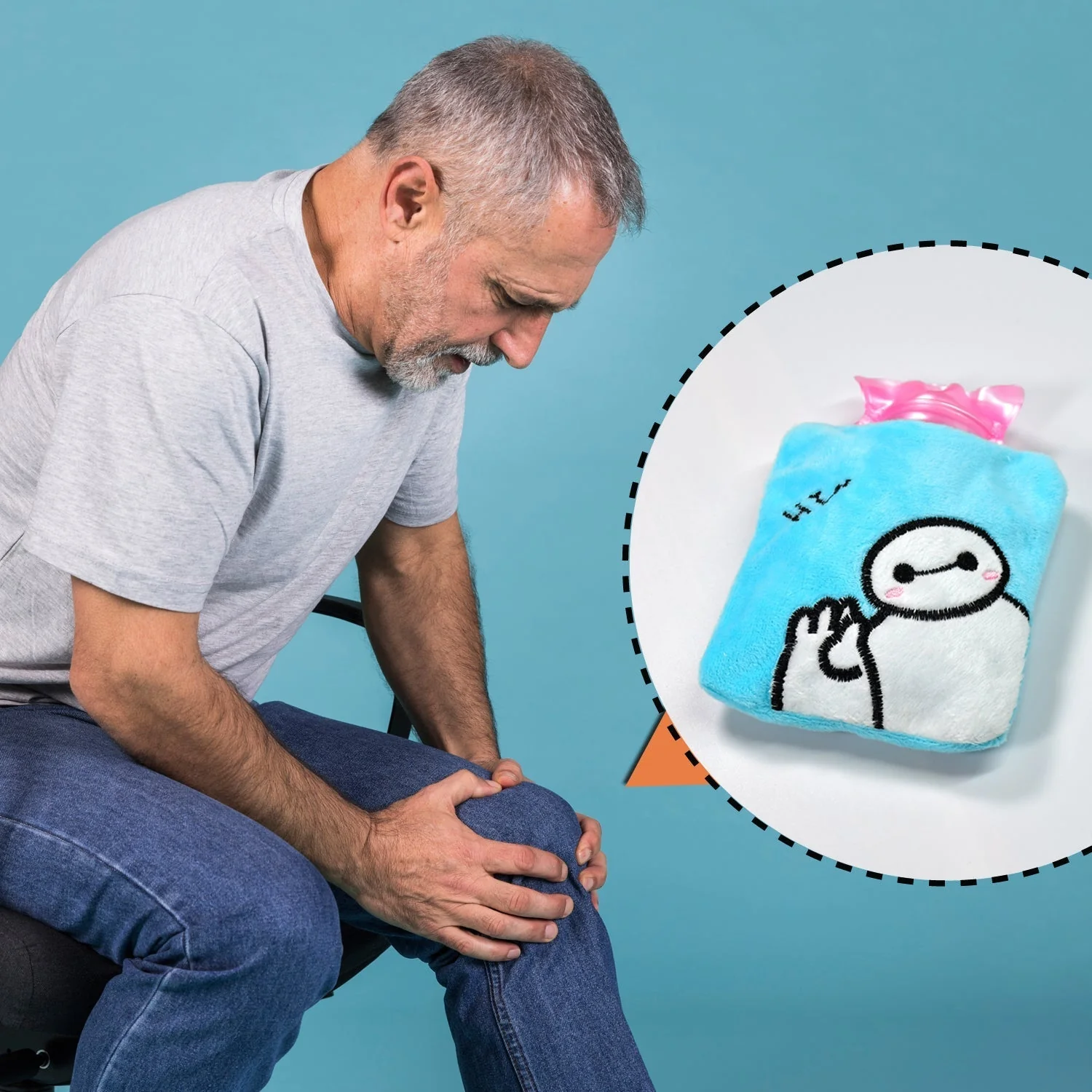 6525 Blue Baymax small Hot Water Bag with Cover for Pain Relief, Neck, Shoulder Pain and Hand, Feet Warmer, Menstrual Cramps. - Image 7