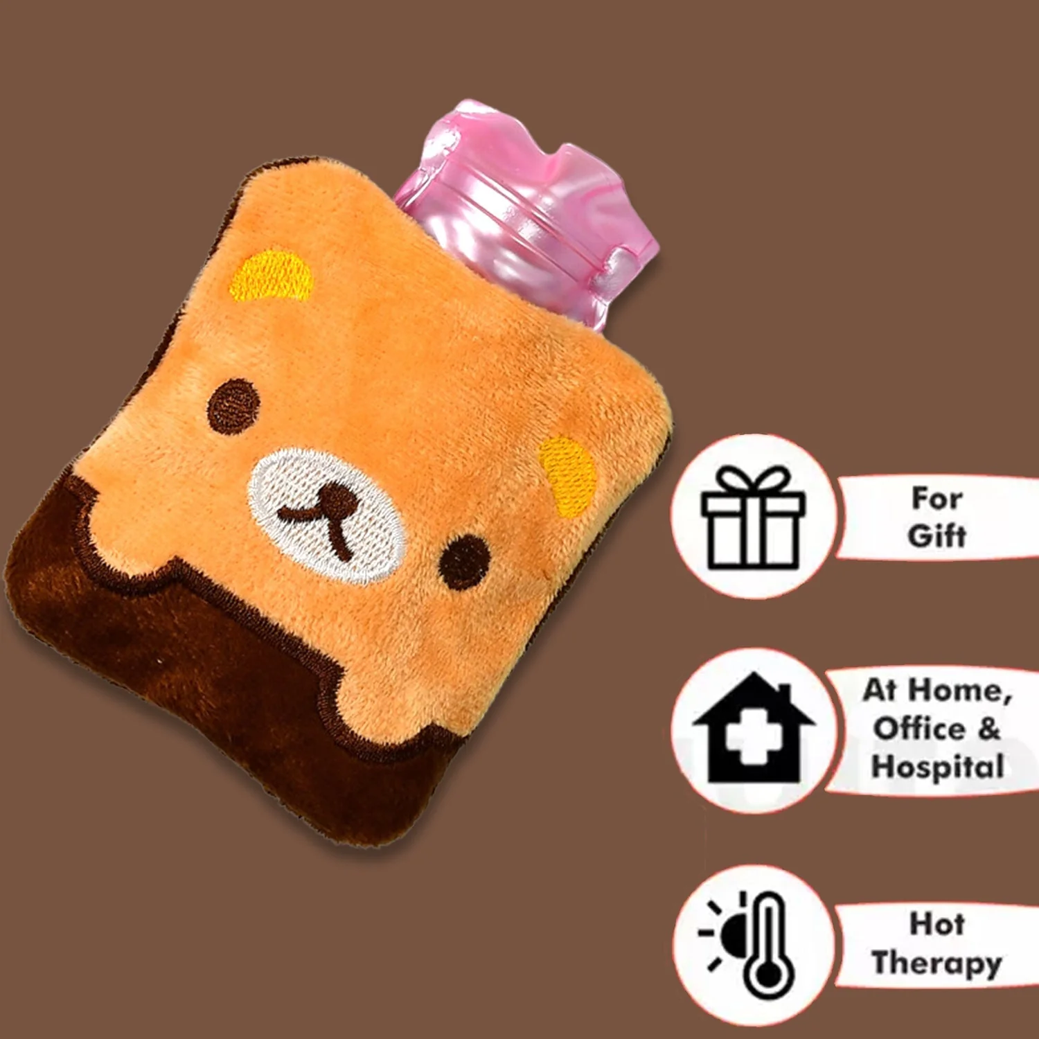 6527 Brown Panda Print small Hot Water Bag with Cover for Pain Relief, Neck, Shoulder Pain and Hand, Feet Warmer, Menstrual Cramps. - Image 3