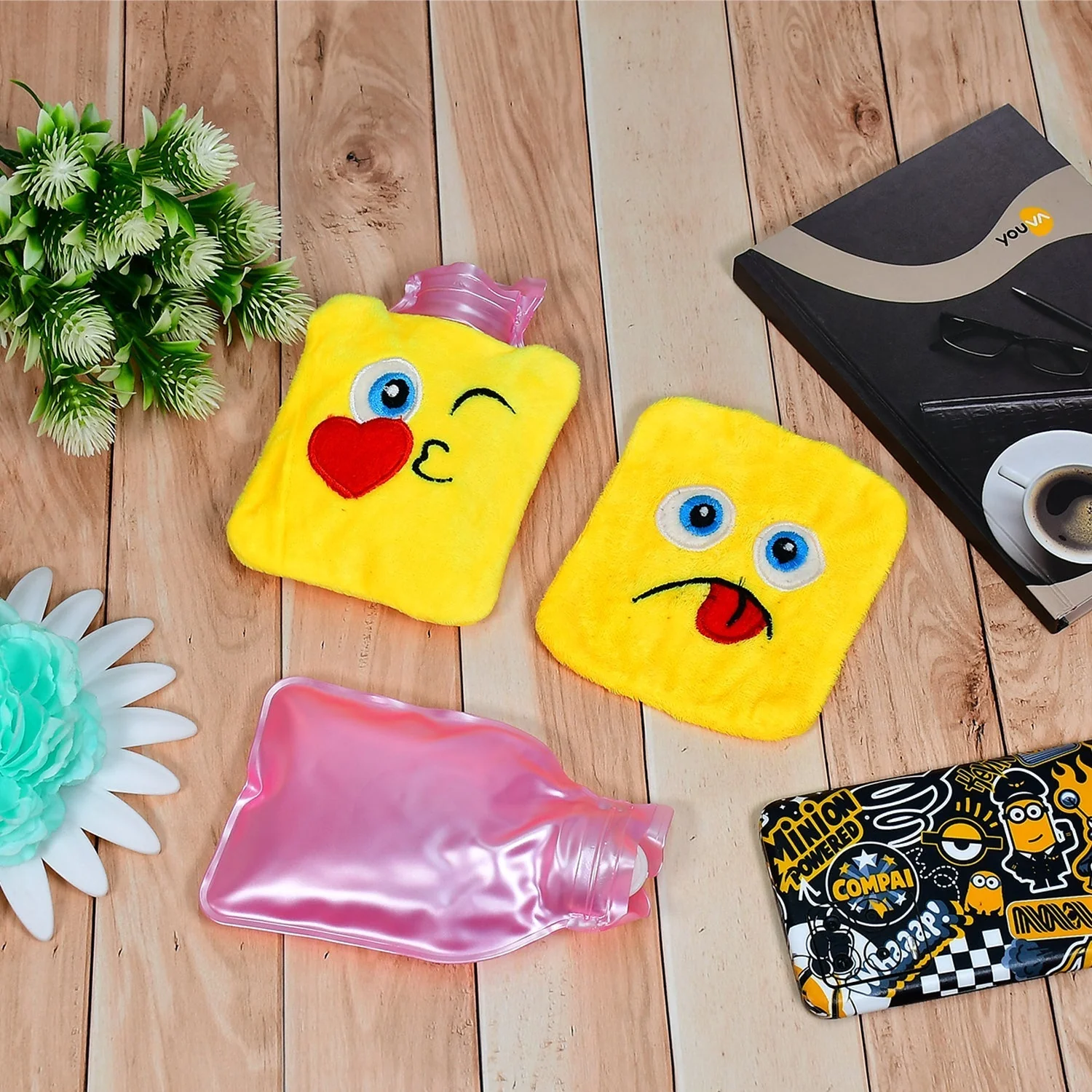 6535 1pc Mix Emoji designs small Hot Water Bag with Cover for Pain Relief, Neck, Shoulder Pain and Hand, Feet Warmer, Menstrual Cramps. - Image 6