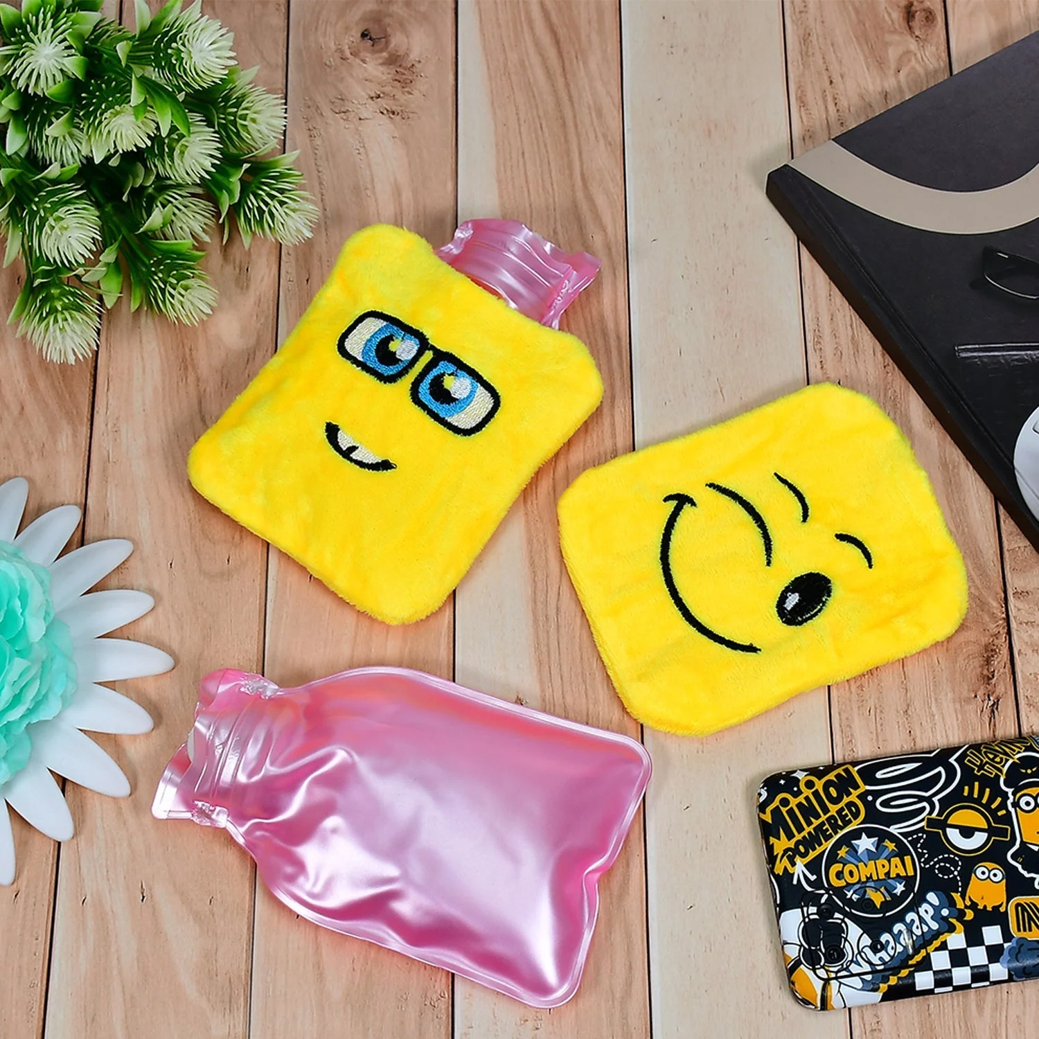 6535 1pc Mix Emoji designs small Hot Water Bag with Cover for Pain Relief, Neck, Shoulder Pain and Hand, Feet Warmer, Menstrual Cramps. - Image 8