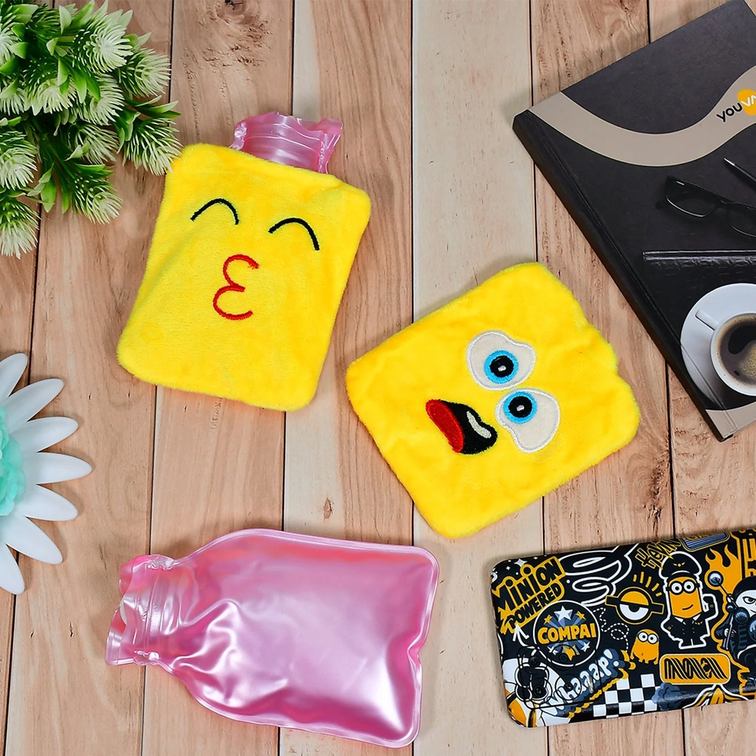 6535 1pc Mix Emoji designs small Hot Water Bag with Cover for Pain Relief, Neck, Shoulder Pain and Hand, Feet Warmer, Menstrual Cramps. - Image 9