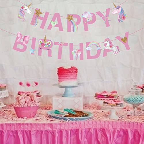 7 Inch X 5.5 Inch Multicolor Unicorn Happy Birthday Banner (Pack of 15) - Image 2