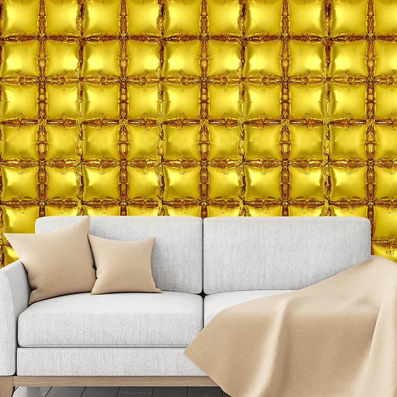 74 x 140 cm Square Foil Balloon Curtain (Golden) (Pack of 1) - Image 3