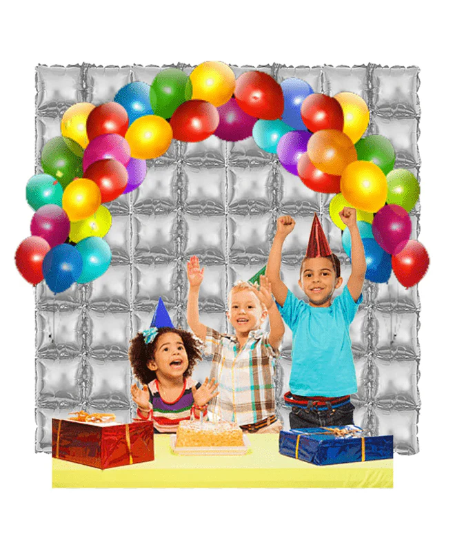 74 x 140 cm Square Foil Balloon Curtain (Silver) (Pack of 2) - Image 2