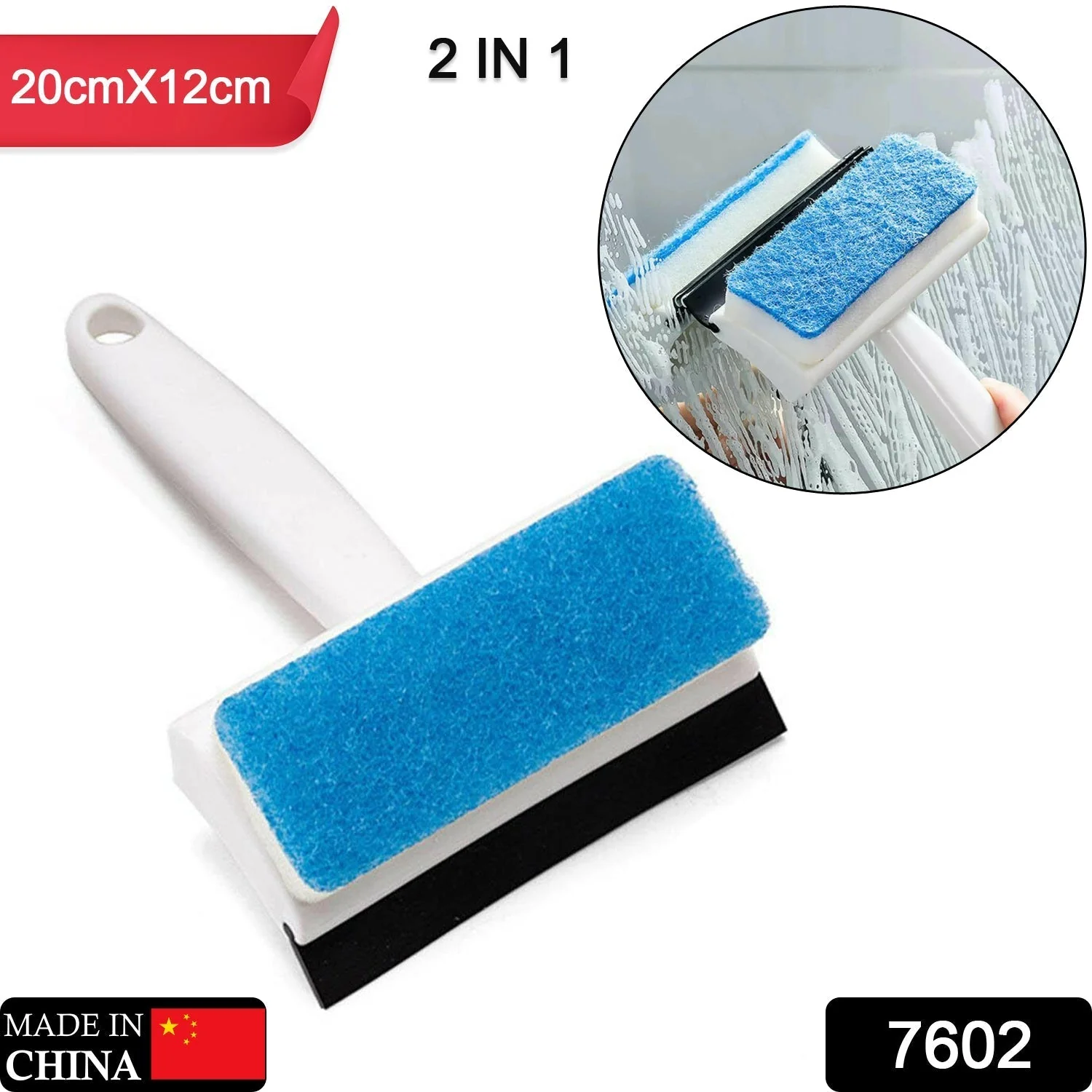 in 1 Glass Wiper Cleaning Brush Mirror Grout Tile Cleaner Washing Pot Brush Double-Sided Glass Wipe Bathroom Wiper Window Glass Wiper - Image 2
