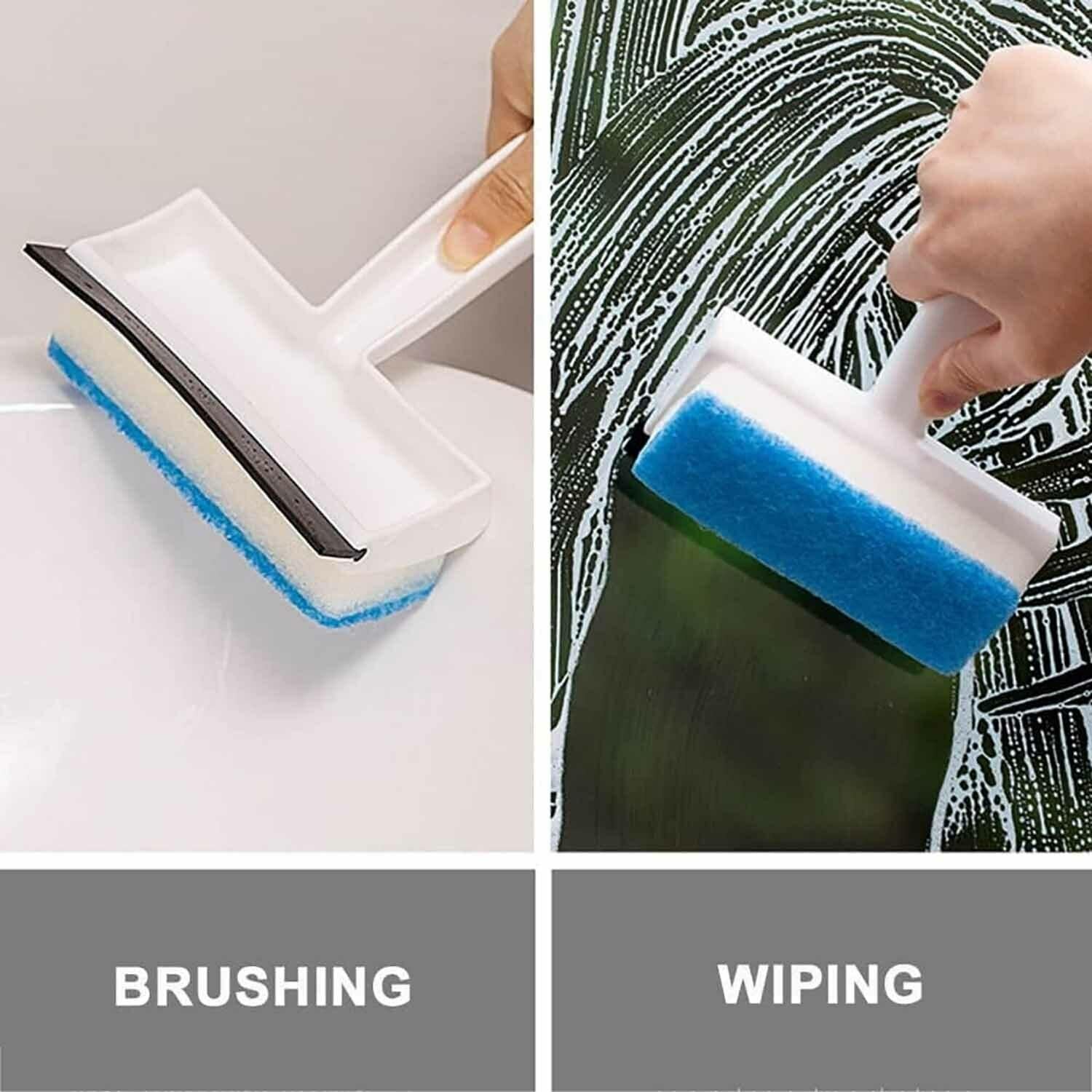 in 1 Glass Wiper Cleaning Brush Mirror Grout Tile Cleaner Washing Pot Brush Double-Sided Glass Wipe Bathroom Wiper Window Glass Wiper - Image 5