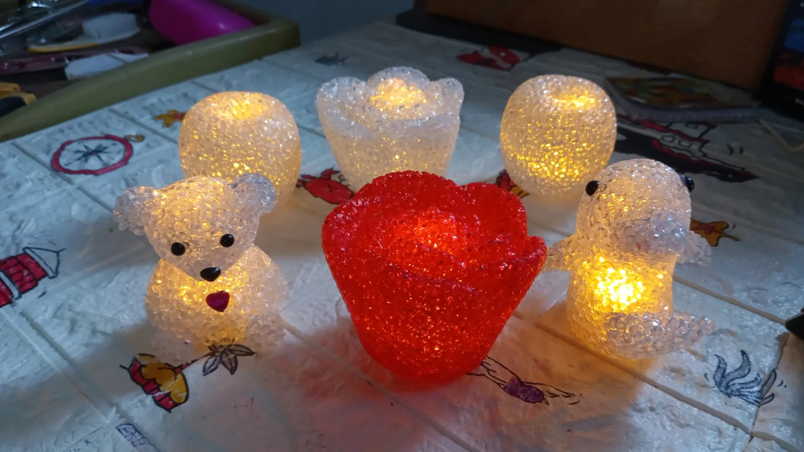 MULTI SHAPE SMALL LIGHT LAMPS LED SHAPE CRYSTAL NIGHT LIGHT LAMP (6 PC SET) - Image 8