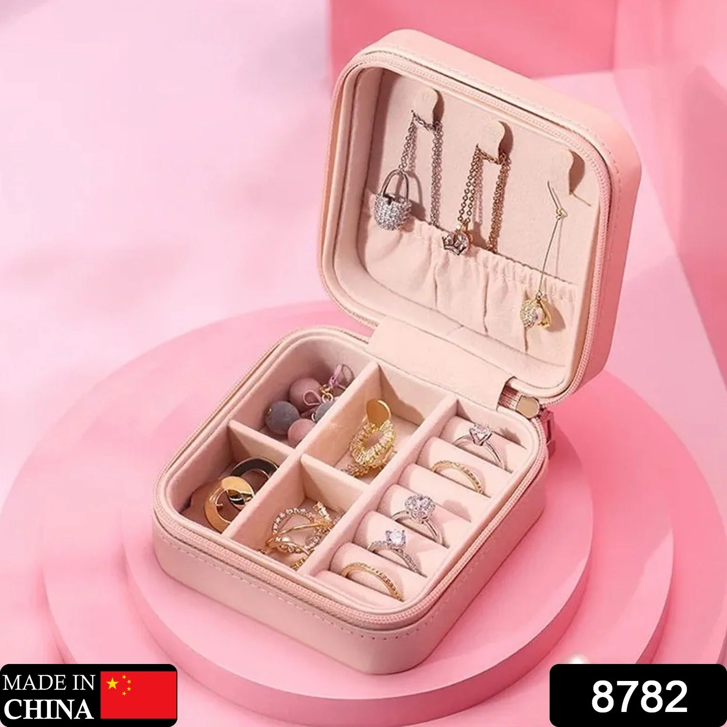 Jewellery Box for Women, Mini Portable Jewelry Box Organiser,PU Leather Jewlerrying Display Holder, Small Travel Jewellery Box for Girls, Women, Mother, Daughte, Travel Ring, Pendant, Earring, Necklace Storage Case - Image 2