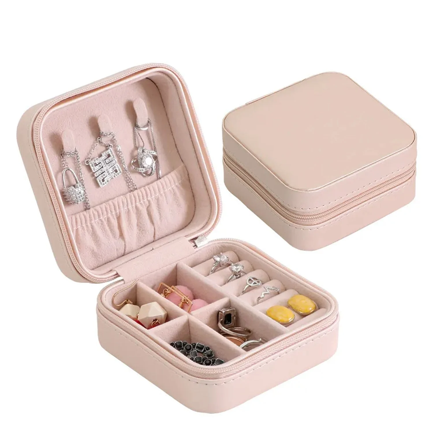 Jewellery Box for Women, Mini Portable Jewelry Box Organiser,PU Leather Jewlerrying Display Holder, Small Travel Jewellery Box for Girls, Women, Mother, Daughte, Travel Ring, Pendant, Earring, Necklace Storage Case - Image 4