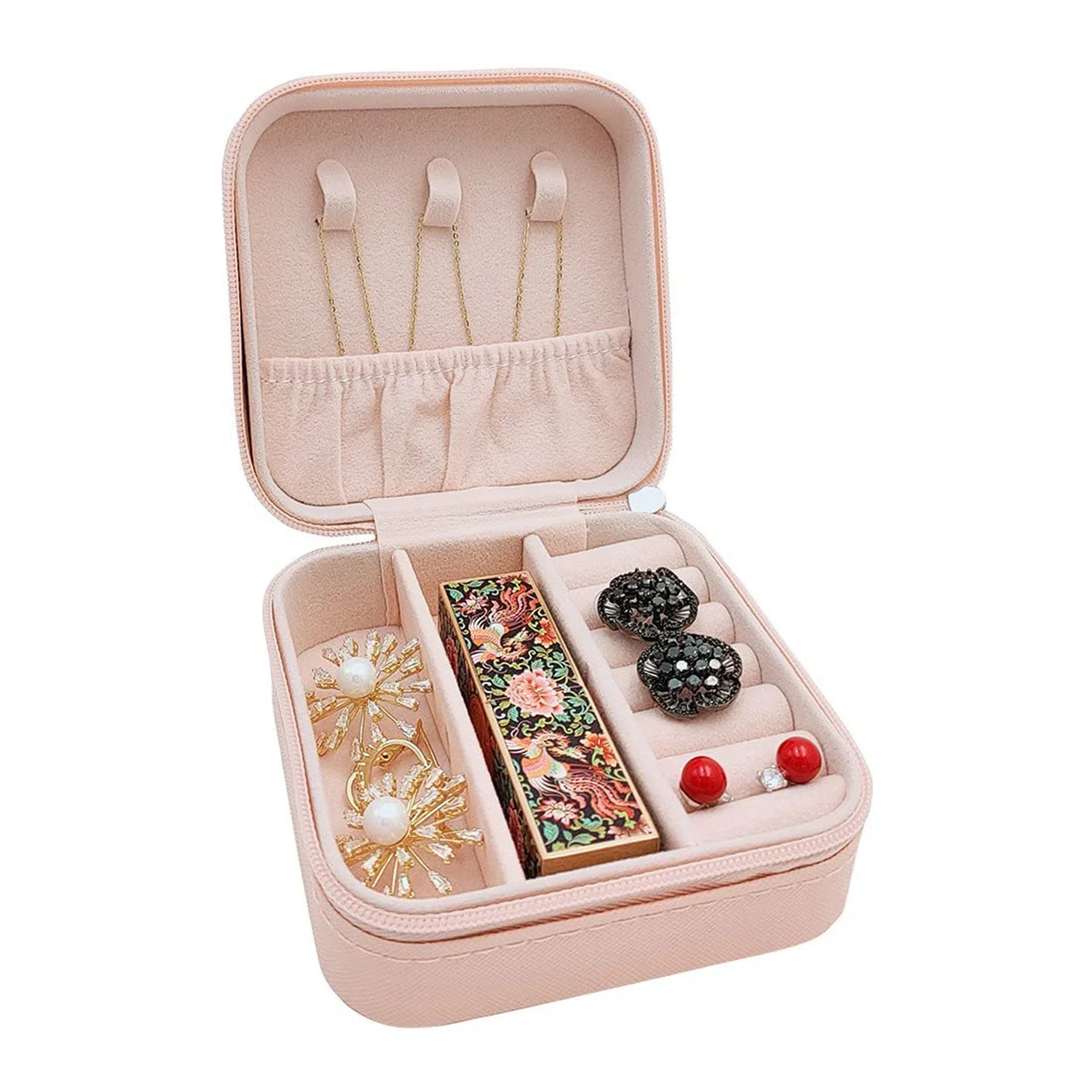 Jewellery Box for Women, Mini Portable Jewelry Box Organiser,PU Leather Jewlerrying Display Holder, Small Travel Jewellery Box for Girls, Women, Mother, Daughte, Travel Ring, Pendant, Earring, Necklace Storage Case - Image 7