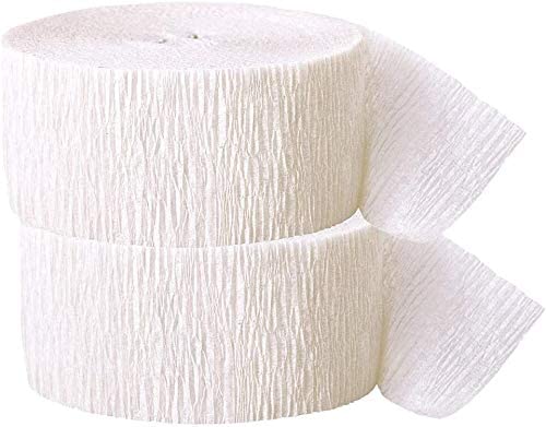 9 Meter White Crepe Paper Streamers (Pack of 6) - Image 2