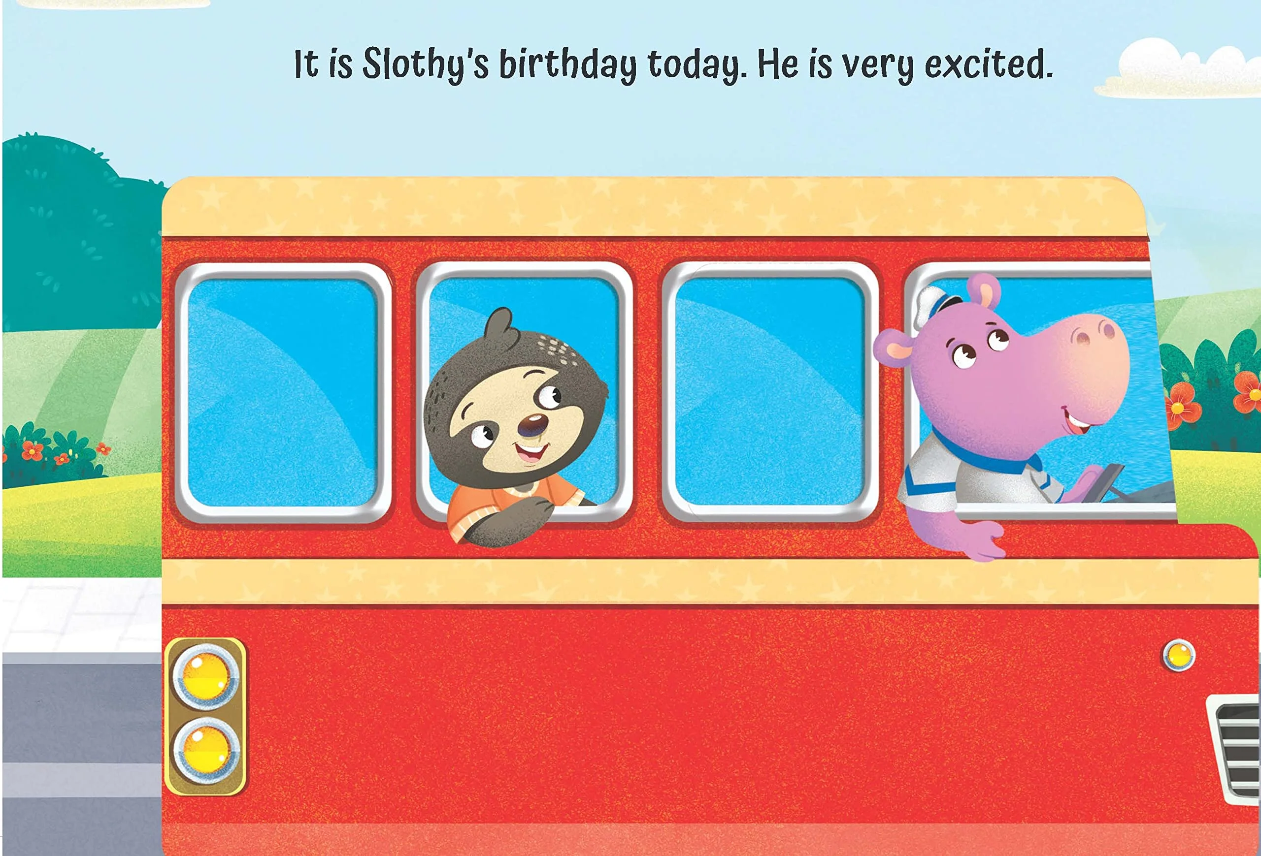 A Birthday on the Bus - A Shaped Picture Board book with Wheels - Image 6