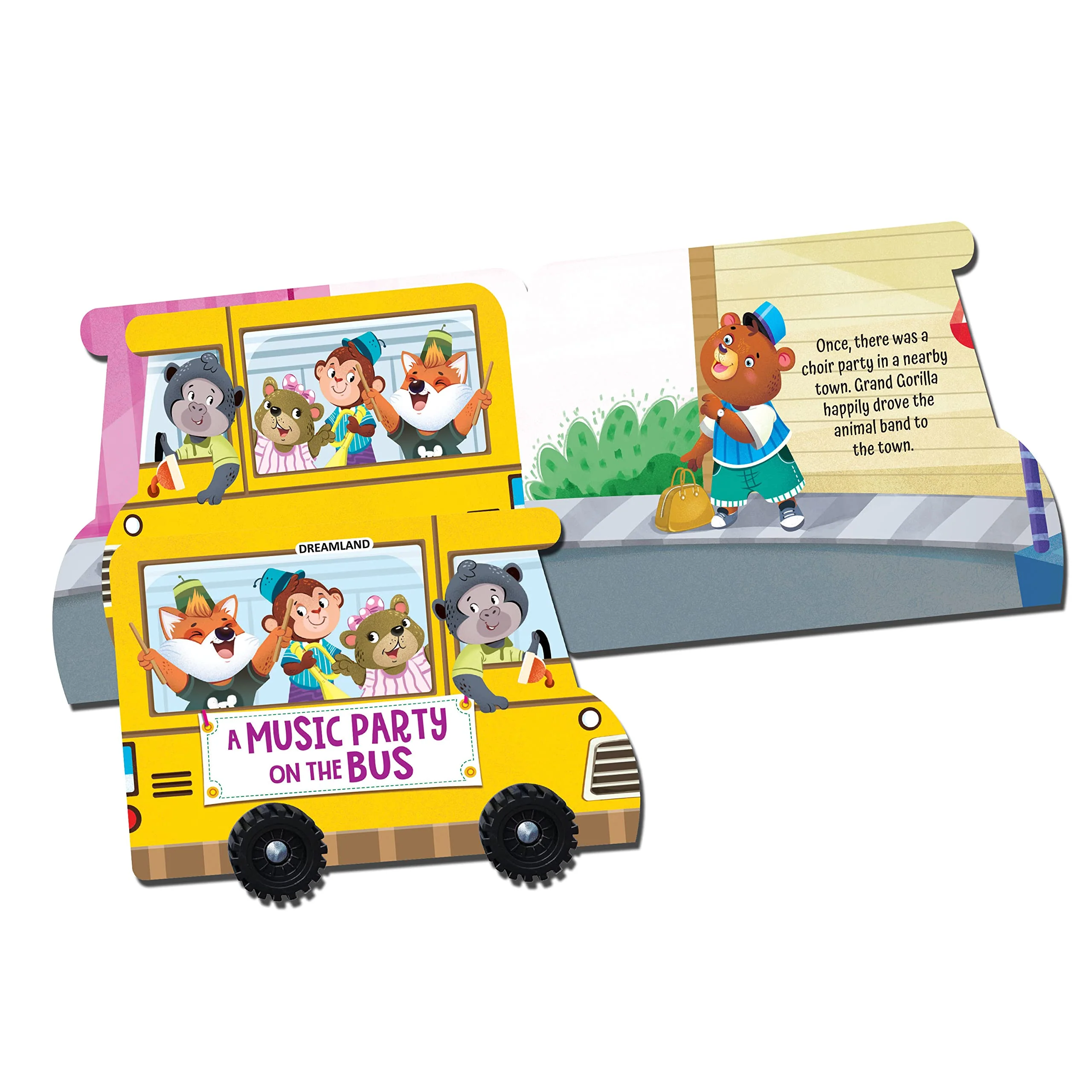 A Music Party on the Bus - A Shaped Picture Board book with Wheels - Image 7